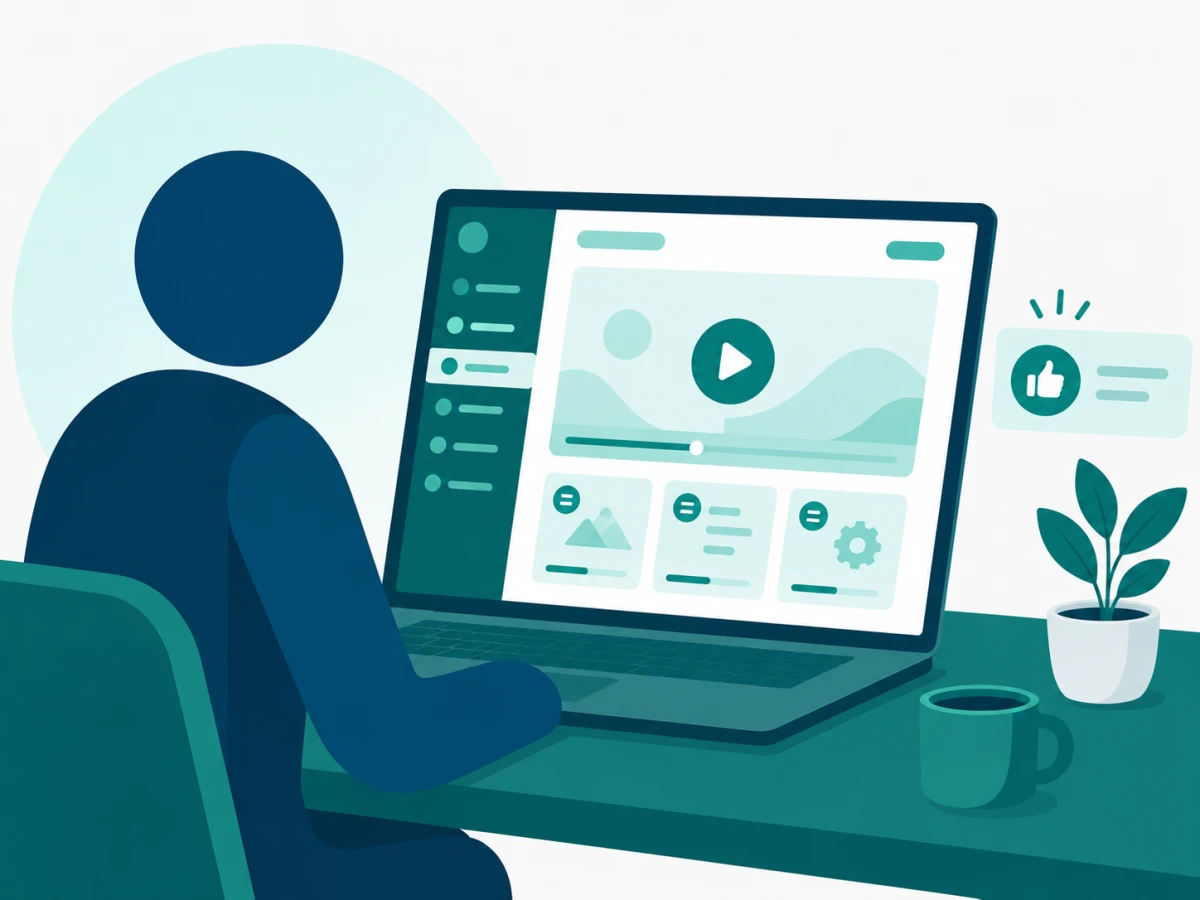 Customer working through a self-service product academy on a branded learning portal
